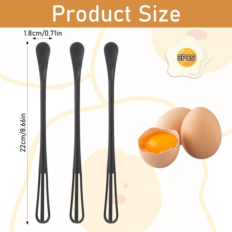 SIYANSHU Multifunctional Mini WhiskMini SpoonSmall whisks for CookingTiny Whisk 3 PiecesMini Small wiskfor BlendingWhiskingBeating Ingredients Mixing Sauces 3 Balck - Image 2