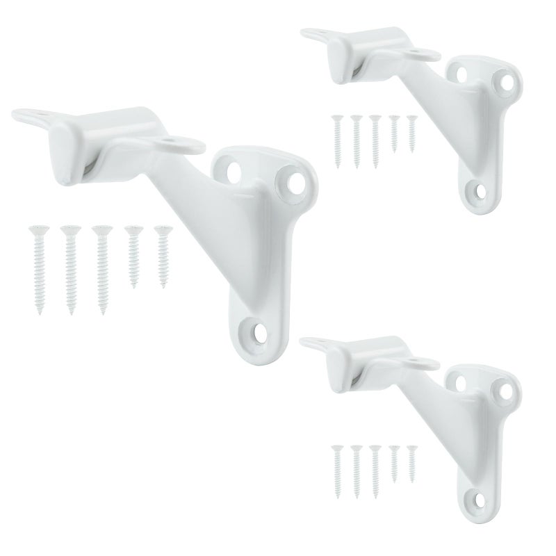 Home Master Hardware 3"" Handrail Brackets, 3 Pack White, Easy Install, Wall Mount, Zinc, Brushed Finish - Image 1