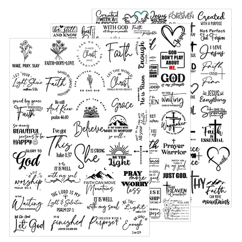 Boqon 381 Pcs Small Christian Stickers, Inspirational Bible Verse Prayer Stickers 127 Non-Repeating Scripture Faith Designs Religious Gifts for Bible Journaling Brochure Scrapbooks Crafts (God381) - Image 1