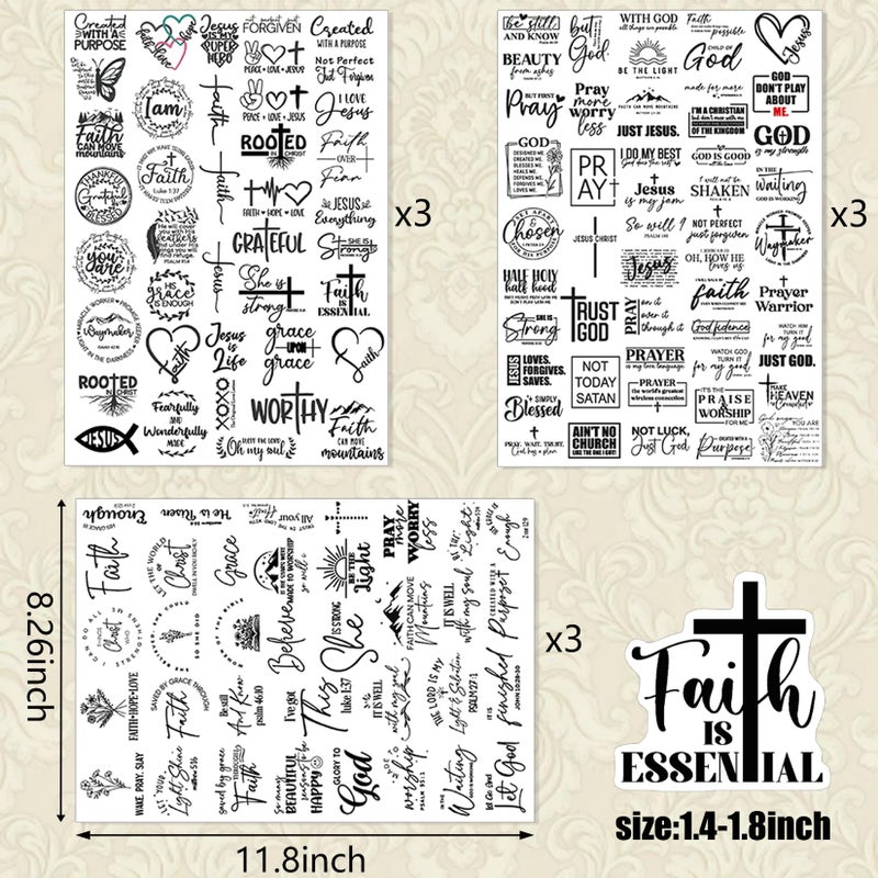 Boqon 381 Pcs Small Christian Stickers, Inspirational Bible Verse Prayer Stickers 127 Non-Repeating Scripture Faith Designs Religious Gifts for Bible Journaling Brochure Scrapbooks Crafts (God381) - Image 5