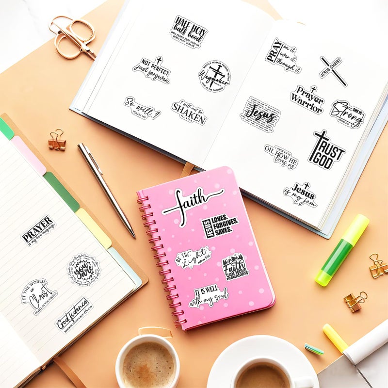 Boqon 381 Pcs Small Christian Stickers, Inspirational Bible Verse Prayer Stickers 127 Non-Repeating Scripture Faith Designs Religious Gifts for Bible Journaling Brochure Scrapbooks Crafts (God381) - Image 4