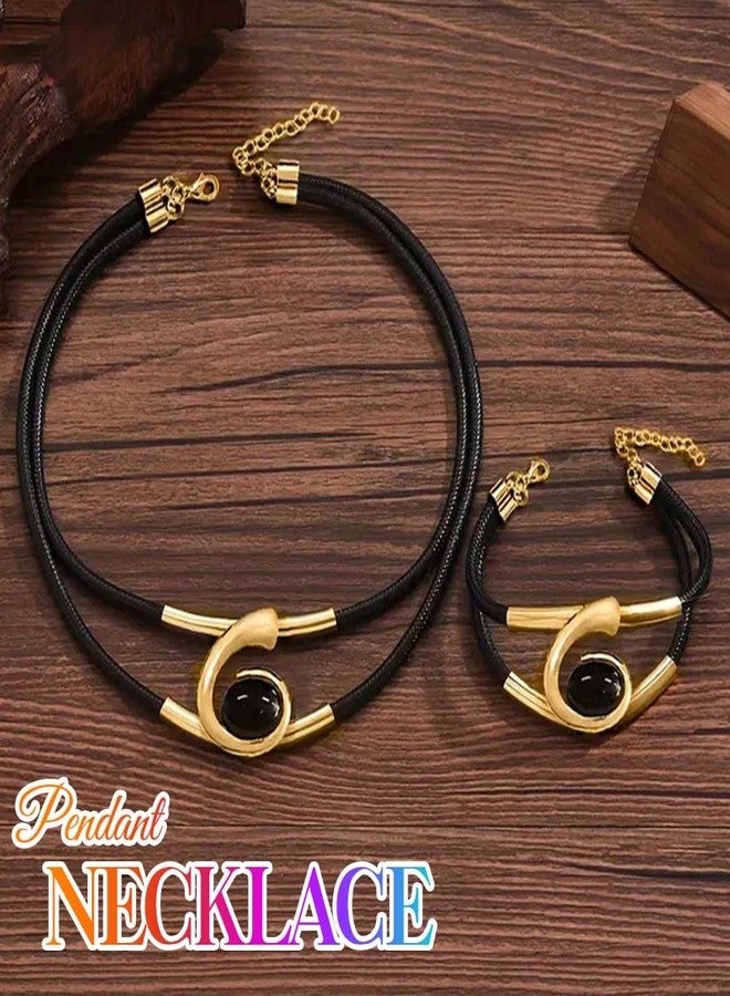 CLOACE Gold Necklace Set Boho Double-Layer Pendant Necklace Bracelet Sets Vintage Fashion Jewelry for Women (Gold) - Image 2