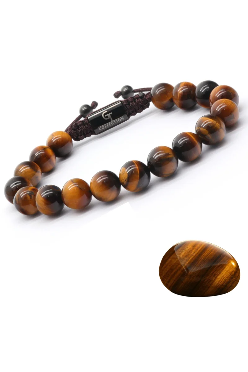 Tiger Eye Beads Handmade Natural Stone Bead Bracelet – Bracelet for Men, Men’s Bracelet, Gifts for Men, Bracelets for Men – Adjustable One Size Fits All