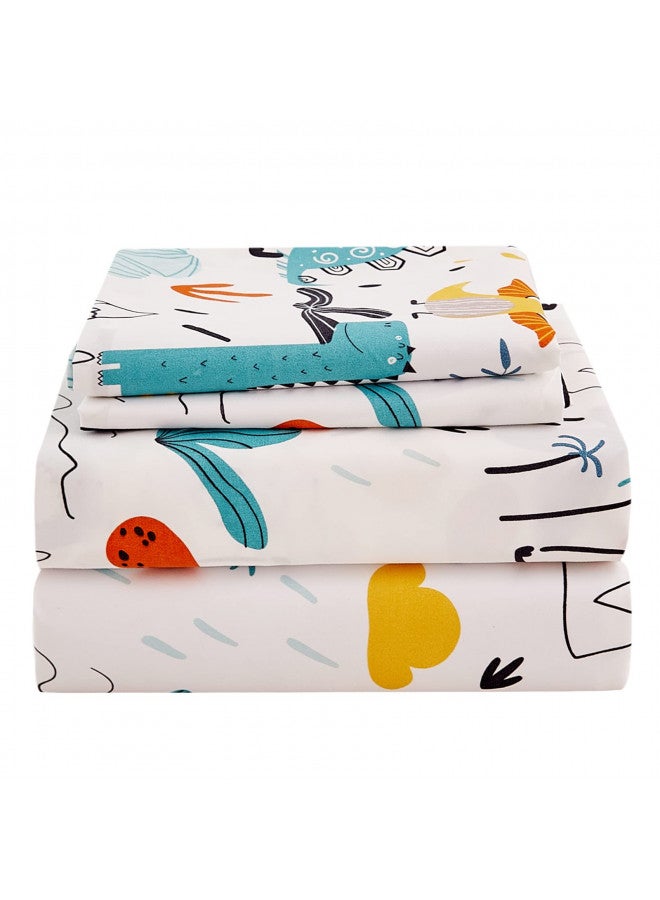 JSD JSD Dinosaur Kids Sheet Set Twin 3 Piece, Printed Microfiber Bed Sheets for Boys Girls Deep Pocket  - Image 1