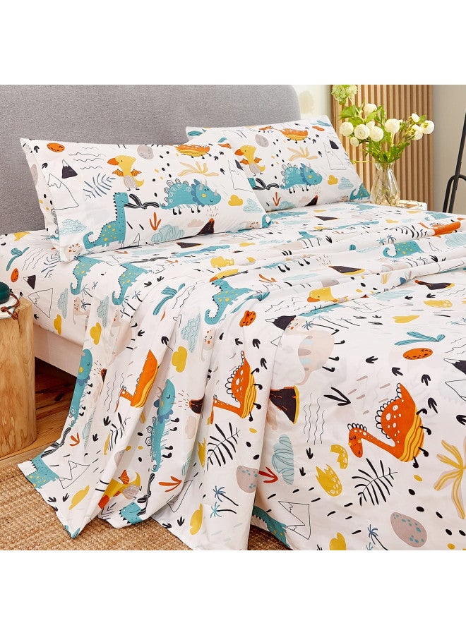 JSD JSD Dinosaur Kids Sheet Set Twin 3 Piece, Printed Microfiber Bed Sheets for Boys Girls Deep Pocket  - Image 5