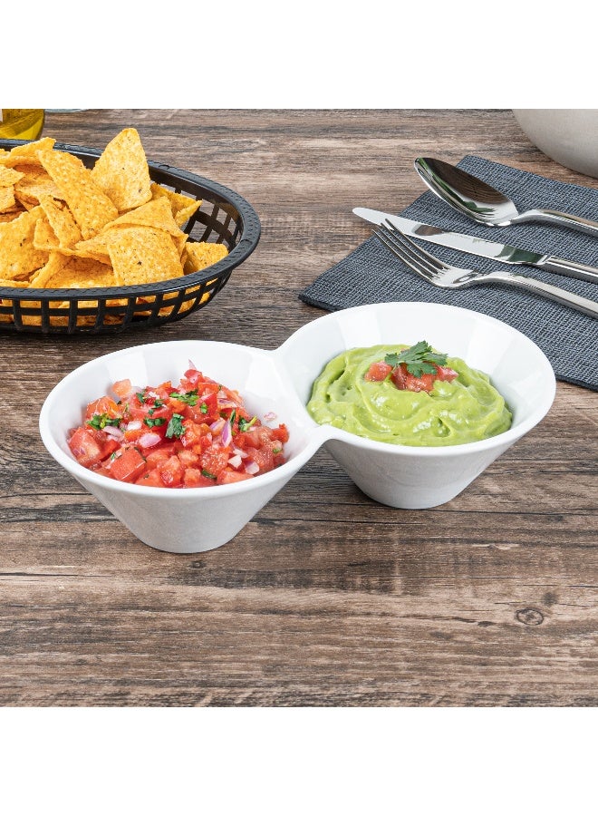 Restaurantware 9.1 × 4.9 × 2.3 بوصة أطباق غمس مزدوجة، 1 خادم توابل قابل للاستخدام في الميكروويف - 2 قسم، قابل للاستخدام في الميكروويف، صينية غمس من البورسلين الأبيض، قابلة للغسل في غسالة الصحون، للوجبات الخفيفة، التوابل، أو الإضافات - Image 3