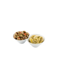 Restaurantware Restaurantware-9.1 x 4.9 x 2.3 Inch Double Dip Bowls, 1 Microwavable Condiment Server - 2 Compartments, Microwavable, White Porcelain Dip Tray, Dishwashable, For Snacks, Condiments, Or Toppings  - Image 3