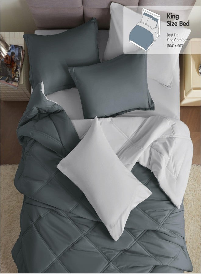 Joiedomi King Size Comforter Set with Sheets Dark Grey, 7 Pieces King Bedding Set with 1 Down Alternative Comforter, 1 Flat Sheet, 1 Fitted Sheet, 2 Pillowcases and 2 Pillow Shams, Bed in a Bag - Image 2