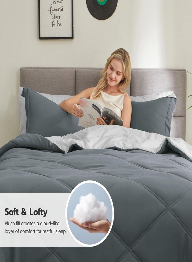 Joiedomi King Size Comforter Set with Sheets Dark Grey, 7 Pieces King Bedding Set with 1 Down Alternative Comforter, 1 Flat Sheet, 1 Fitted Sheet, 2 Pillowcases and 2 Pillow Shams, Bed in a Bag - Image 3