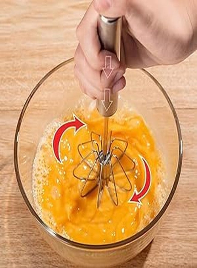 HIMARTStainless Steel, Hand Push Blender Whisk Mixer Egg Milk Beater Milk Frother Rotating Push Whisk Mixer for Blending, Whisking, Beating & Stirring (Egg Whisker) (Whisks) - Image 4