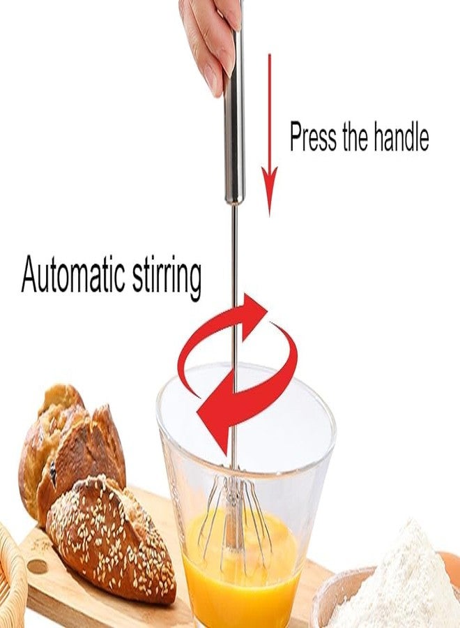 HIMARTStainless Steel, Hand Push Blender Whisk Mixer Egg Milk Beater Milk Frother Rotating Push Whisk Mixer for Blending, Whisking, Beating & Stirring (Egg Whisker) (Whisks) - Image 3