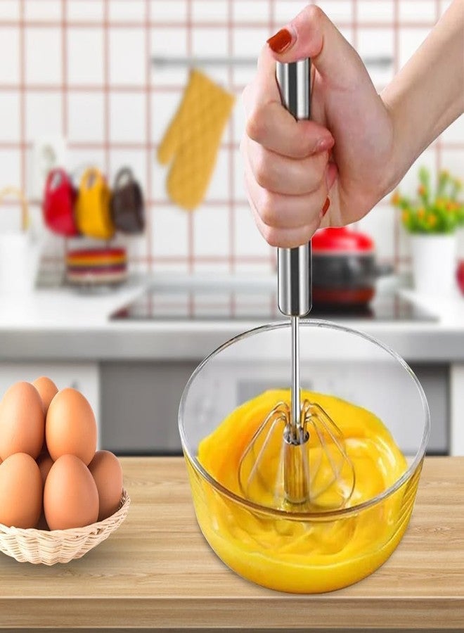 HIMARTStainless Steel, Hand Push Blender Whisk Mixer Egg Milk Beater Milk Frother Rotating Push Whisk Mixer for Blending, Whisking, Beating & Stirring (Egg Whisker) (Whisks) - Image 1