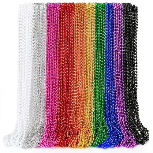 EOBOH 100PCS Mardi Gras Beads Colorful Beads Necklace Toy Party Favors 33 Bead Costume Accessories Bulk Festival Mardi Gras Parade Throw Accessories Wedding Birthday Celebrations Decor - Image 1