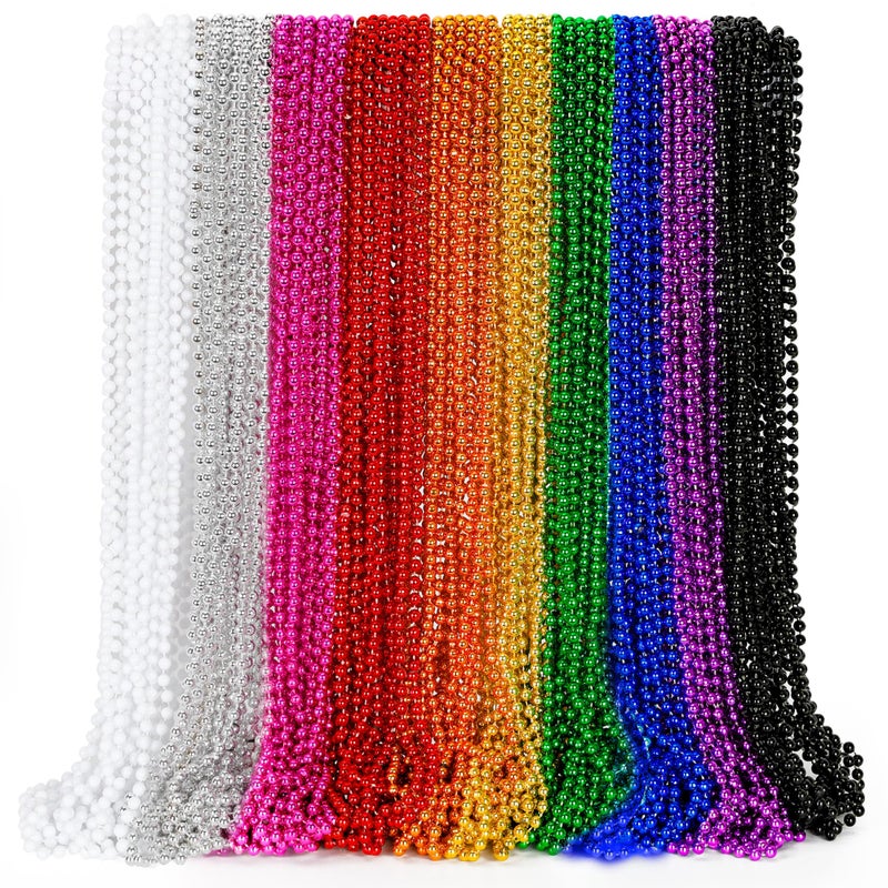 EOBOH 100PCS Mardi Gras Beads Colorful Beads Necklace Toy Party Favors 33 Bead Costume Accessories Bulk Festival Mardi Gras Parade Throw Accessories Wedding Birthday Celebrations Decor - Image 2