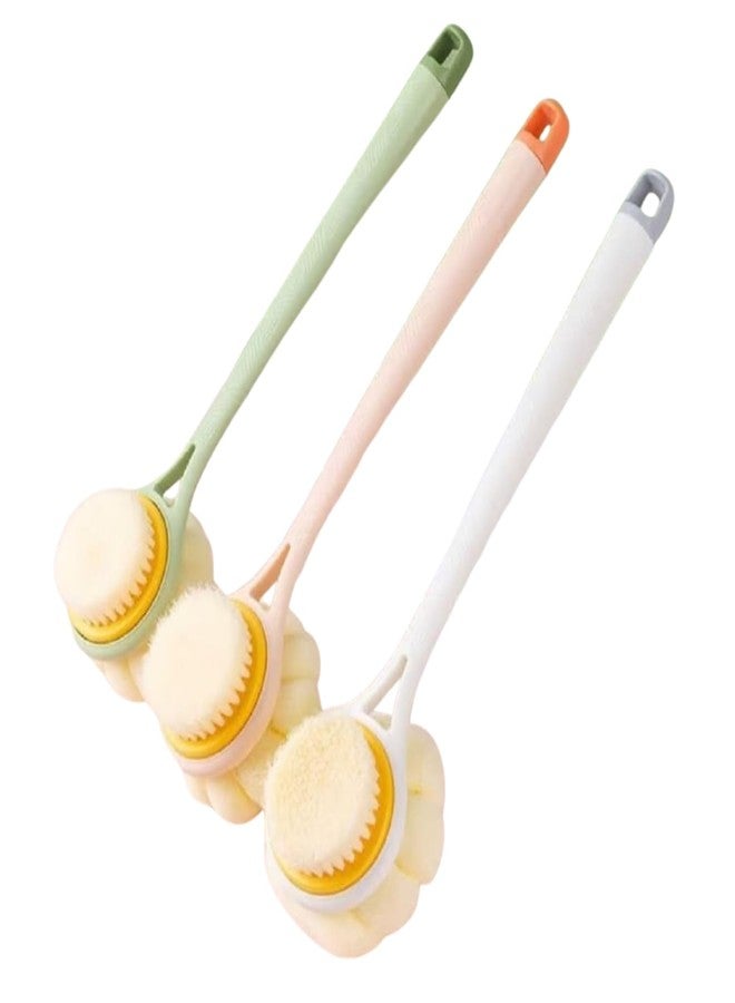 SPITEN Silicone Bath Brush with Long Handle - Soft Bristles Back Scrubber for Shower | Body Massage - Exfoliating Dirt Removal Brush for Men | Women (Korean Pack of 3) - Image 1