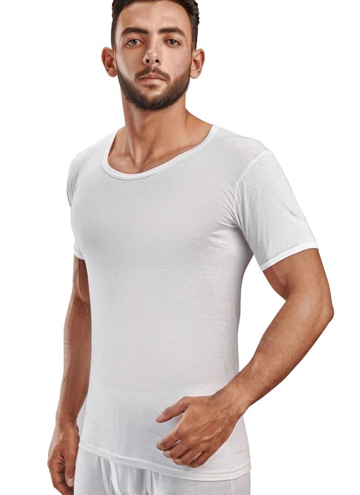 إمبراطور امبراطور® فانلة رجالي كومفرت نص كم ابيض (١٠٠٪ قطن) - Image 1