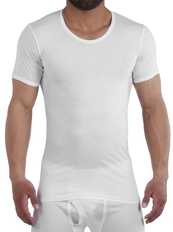 إمبراطور امبراطور® فانلة رجالي كومفرت نص كم ابيض (١٠٠٪ قطن) - Image 2