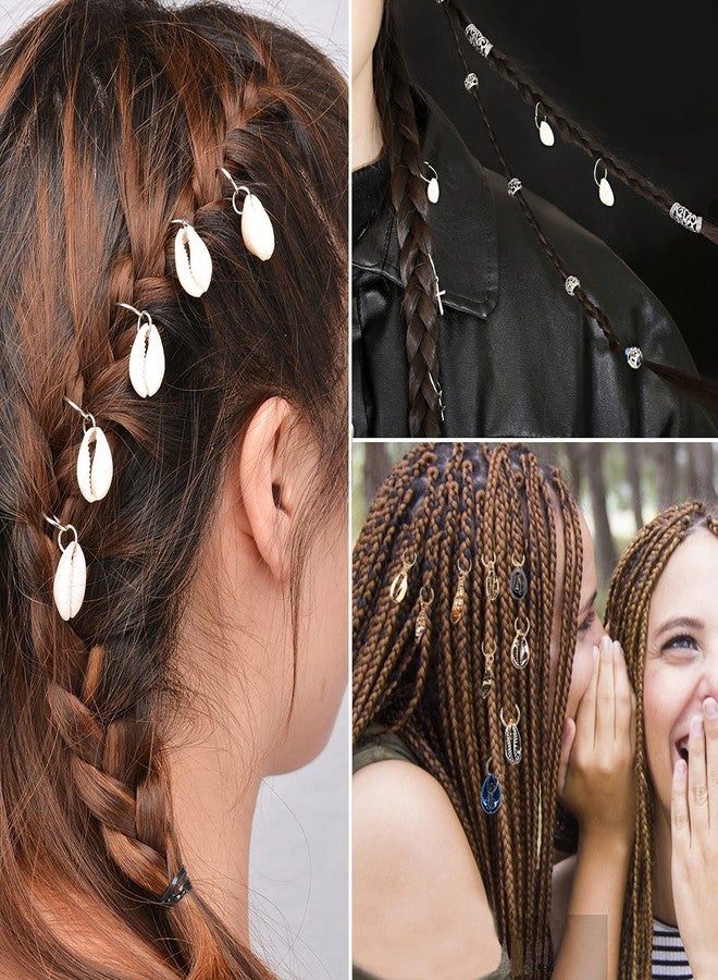 Dephnes 24 PCS Hair Jewelry for Women Braiding Hair Dreadlocks Ring Electroplated Shells Pendants Clips for DIY Shell Charms Hair Decorations for Braids (8 Colors) - Image 4