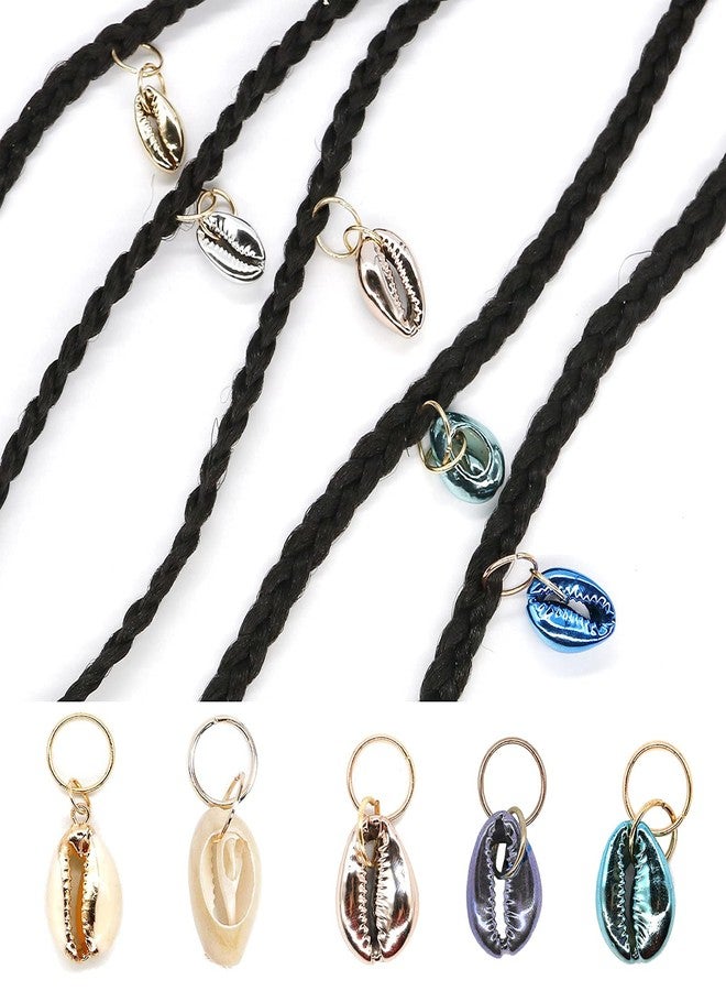 Dephnes 24 PCS Hair Jewelry for Women Braiding Hair Dreadlocks Ring Electroplated Shells Pendants Clips for DIY Shell Charms Hair Decorations for Braids (8 Colors) - Image 2