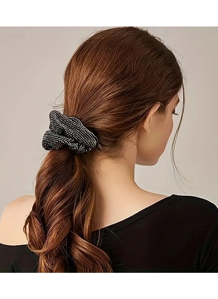Rozino - 1pc Stylish Rhinestone Large Intestine Hair Loop - Elastic Hair Rope Ponytail Holder for Women - Fashionable Hair Accessories with Easy-to-Use Design and Comfortable Wear Experience - Image 1