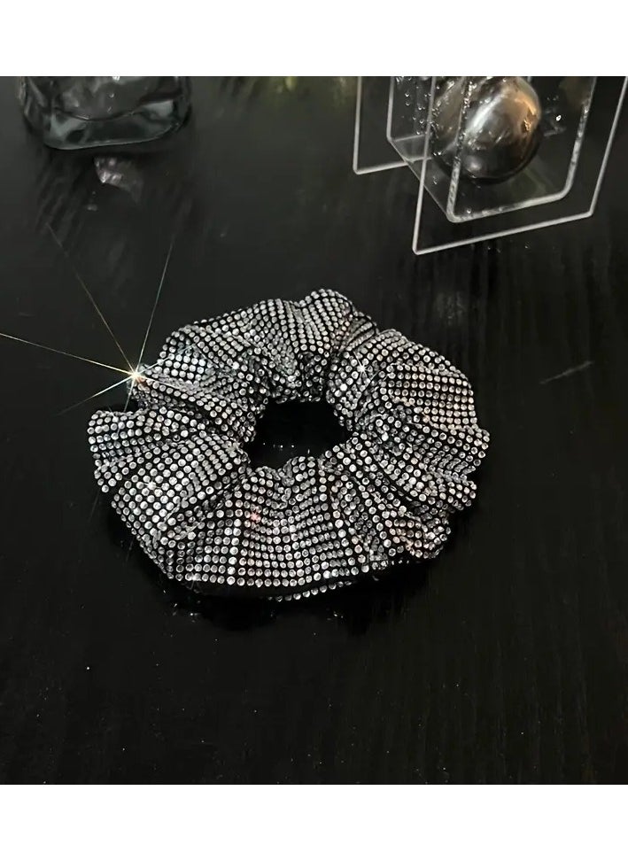 Rozino - 1pc Stylish Rhinestone Large Intestine Hair Loop - Elastic Hair Rope Ponytail Holder for Women - Fashionable Hair Accessories with Easy-to-Use Design and Comfortable Wear Experience - Image 1