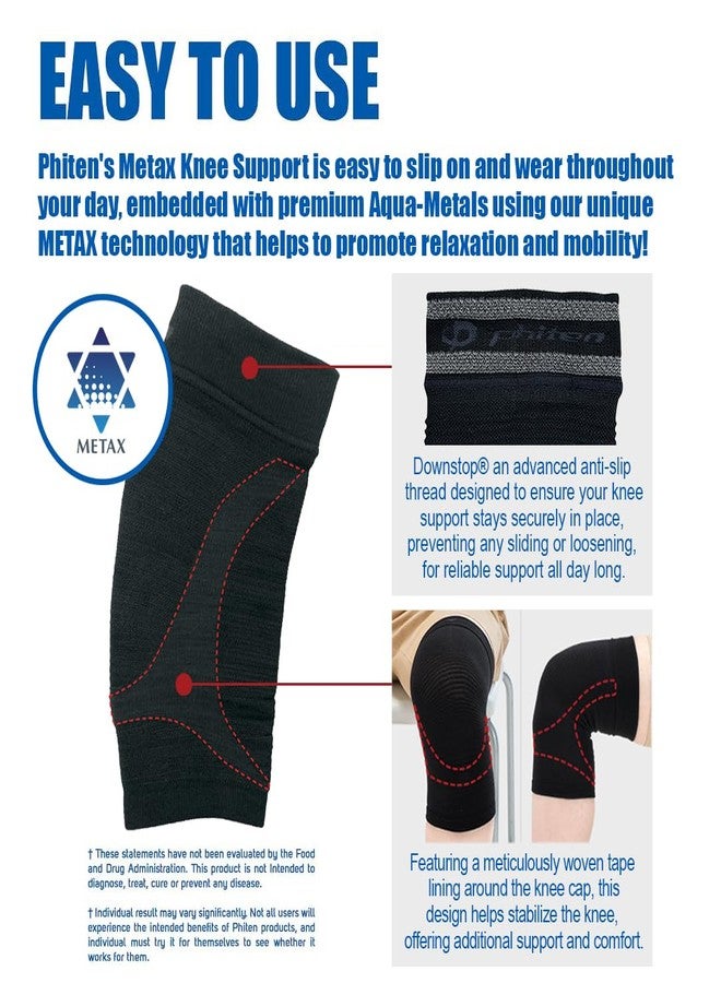 Phiten Metax Knee Support Sleeve Brace - Slip On, Temperature Control, Permeated with Premium Aqua-Metals for Relief, Mild Compression for Exercise, Workouts, Daily Wear (Large/X-Large, Black) - Image 3