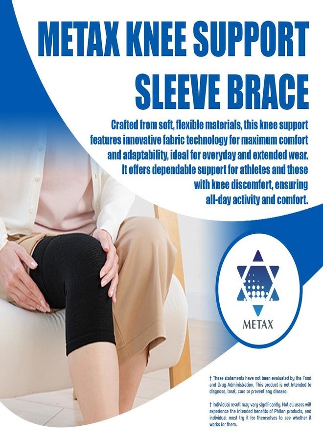 Phiten Metax Knee Support Sleeve Brace - Slip On, Temperature Control, Permeated with Premium Aqua-Metals for Relief, Mild Compression for Exercise, Workouts, Daily Wear (Large/X-Large, Black) - Image 2