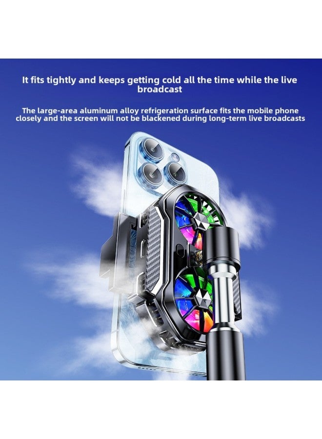 Mobile Phone Radiator Semiconductor Refrigeration Cooling Artifact Anchor Playing Games Electronic Competition Back Clip Type With Bracket Integrated Static-Color:[special For Desktop Live Broadcast] + 44cm White Carbon Steel Lifting  - Image 3