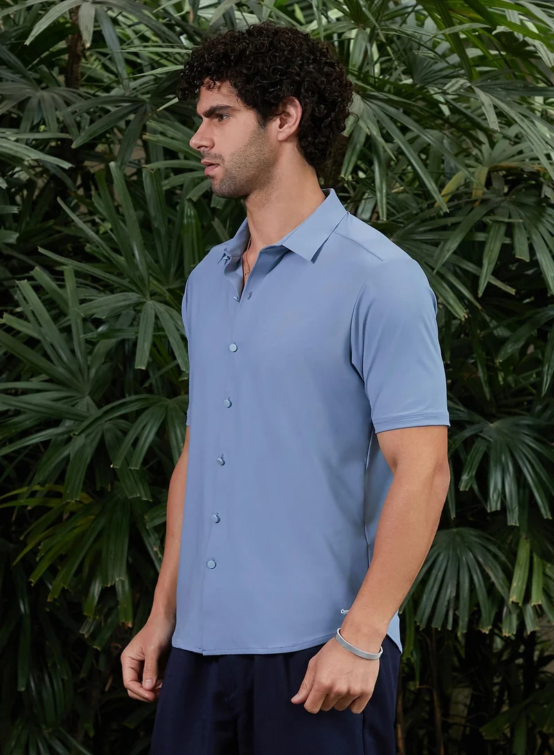 كامبوس سوترا Men's Cornflower Blue Seamless Solid Shirt