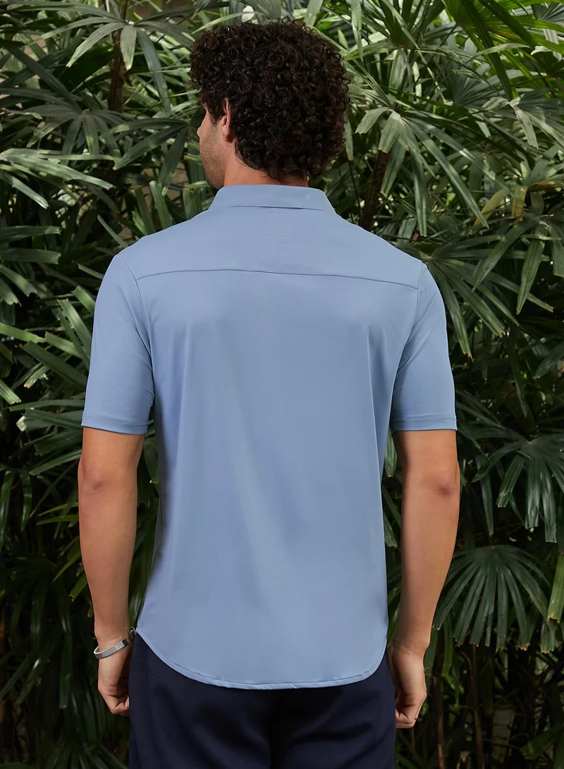 كامبوس سوترا Men's Cornflower Blue Seamless Solid Shirt