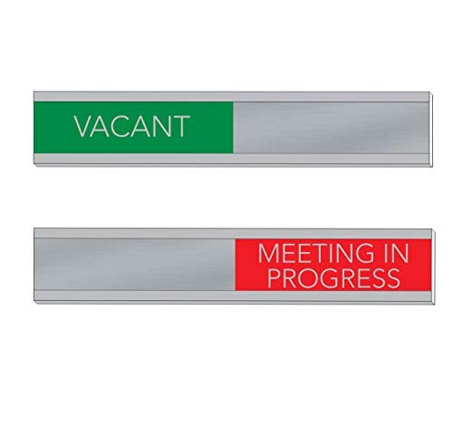 NapTags Vacant/Meeting In Progress Slider Sign, 6" x 1" (Red/Green) - Image 1