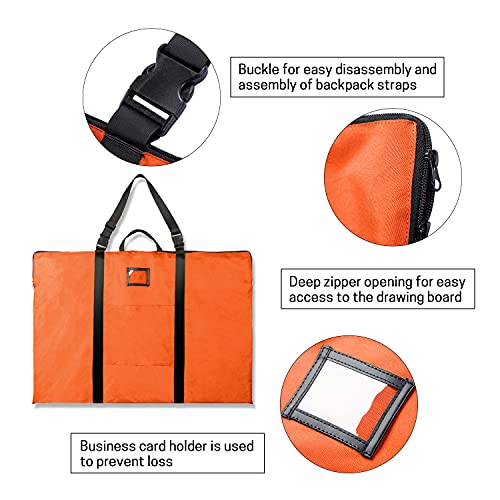 BERYA Large Size Art Portfolio Bag with Nylon Shoulder, 24 x 36 inches Light Weight Poster Storage Bag Board Holder with Handle and Zipper for Poster, Sketching and Drawing (orange) - Image 5