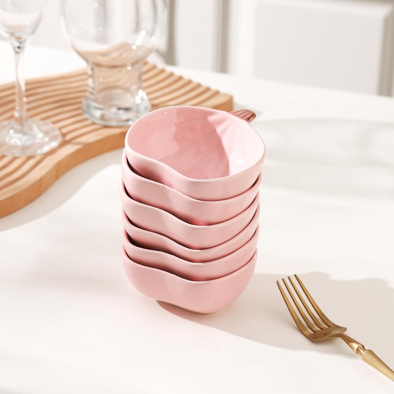 Yeexoxow Pumpkin Ramekins 6 Ounces Oven Safe Ceramic Ramekins Set for Baking Creme Brulee Souffle Pudding Small Pumpkin Shaped Bowls for Serving Dip Sauce and Snack Set of 6 Pink - Image 3
