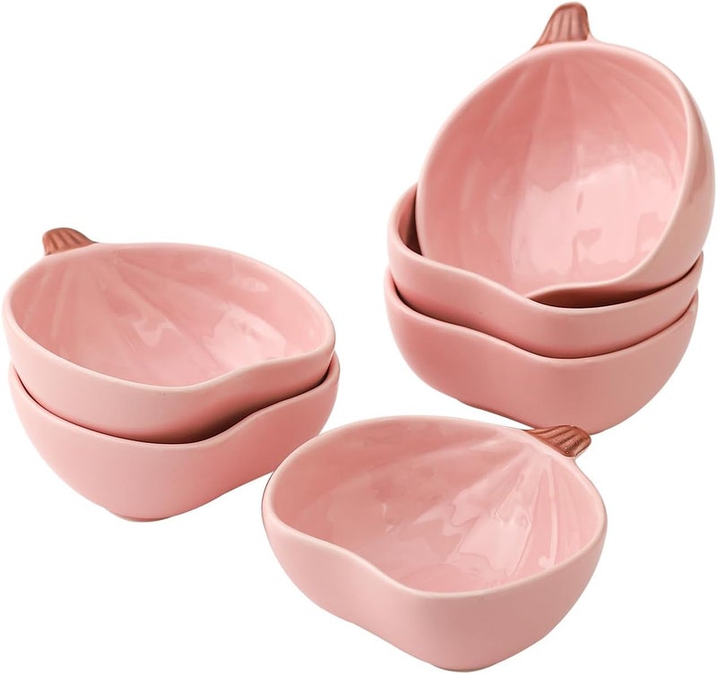 Yeexoxow Pumpkin Ramekins 6 Ounces Oven Safe Ceramic Ramekins Set for Baking Creme Brulee Souffle Pudding Small Pumpkin Shaped Bowls for Serving Dip Sauce and Snack Set of 6 Pink - Image 1