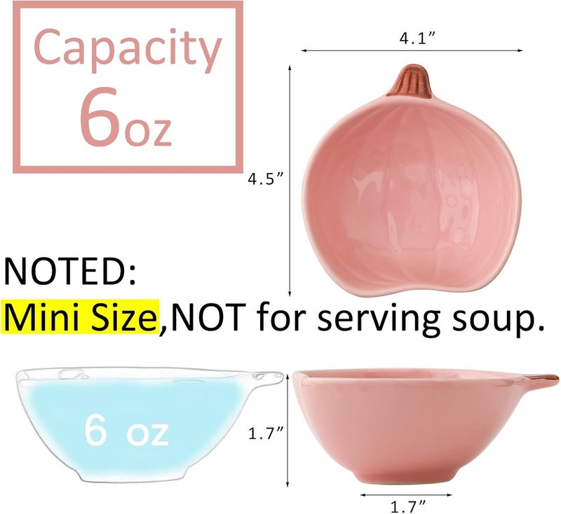 Yeexoxow Pumpkin Ramekins 6 Ounces Oven Safe Ceramic Ramekins Set for Baking Creme Brulee Souffle Pudding Small Pumpkin Shaped Bowls for Serving Dip Sauce and Snack Set of 6 Pink - Image 2