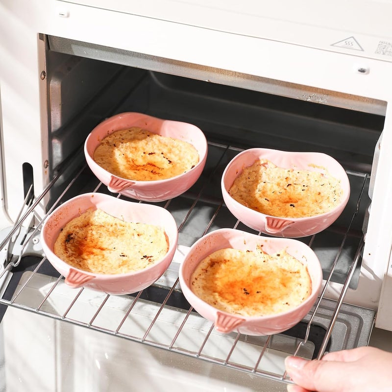 Yeexoxow Pumpkin Ramekins 6 Ounces Oven Safe Ceramic Ramekins Set for Baking Creme Brulee Souffle Pudding Small Pumpkin Shaped Bowls for Serving Dip Sauce and Snack Set of 6 Pink - Image 4