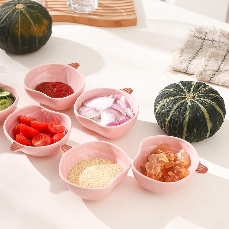 Yeexoxow Pumpkin Ramekins 6 Ounces Oven Safe Ceramic Ramekins Set for Baking Creme Brulee Souffle Pudding Small Pumpkin Shaped Bowls for Serving Dip Sauce and Snack Set of 6 Pink - Image 5