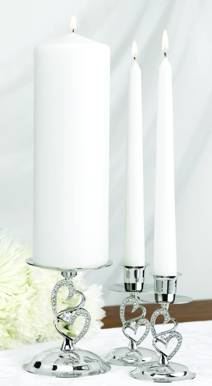 Hortense B. Hewitt Sparkling Love Set Candle Stands, 4-Inch, Nickel-Plated, 3 Count - Image 2