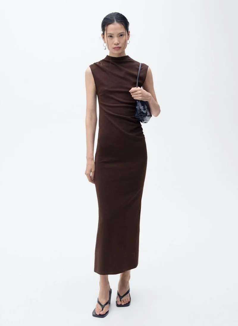 مانجو Draped Dress With Perkins Collar