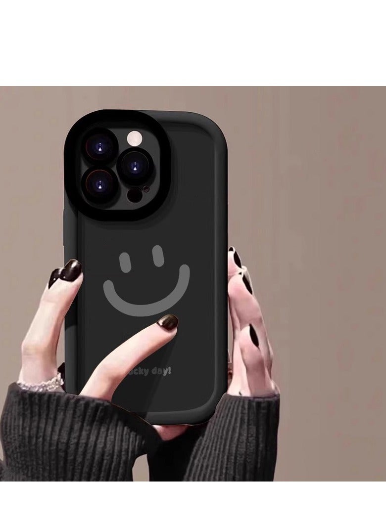 NIBEMINENT Lucky Smiley Protective TPU Case Cover For iPhone 14 Plus, Black
