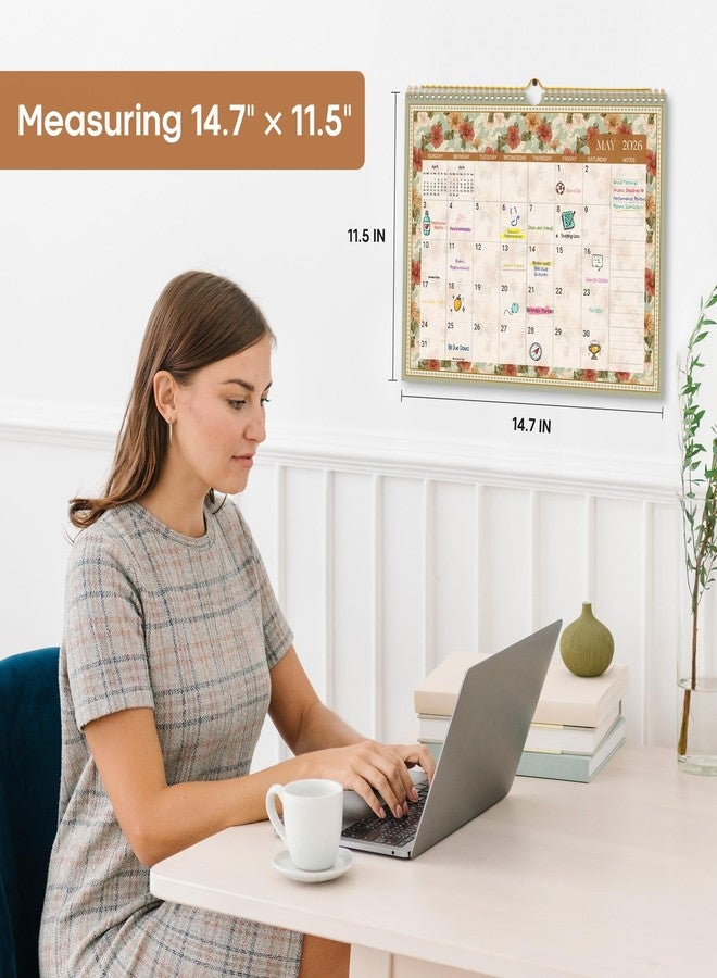 Taja Calendar 2026-2027, 18-Month Calendar Runs from January 2026 to June 2027, 11.5" x 14.7", Spiral Binding Hanging Monthly Wall Calendar,Perfect for Home, School, or Office - Garden Repose - Image 4