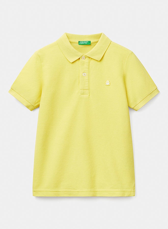 Benetton Boys Slim Fit Polo In Pure Cotton - Image 1