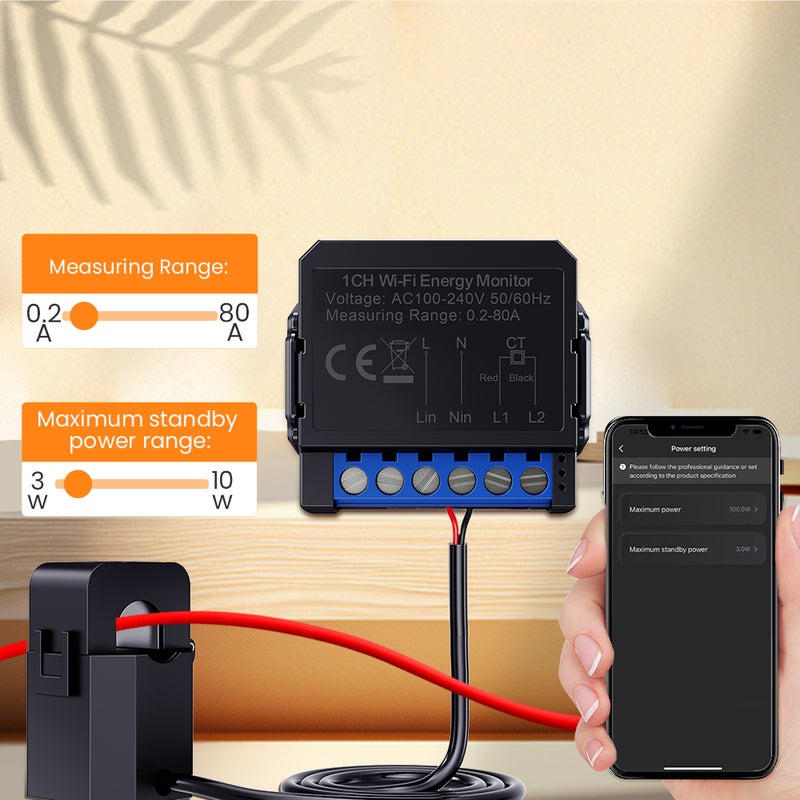 Tuya WiFi Energy Monitoring Switch Multifunction Power Voltage Current Meter Mobilephone APP Real-time Power Statistics Hourly Day Monthly Total Power Consumption Querying with Power Setting Function - Image 5