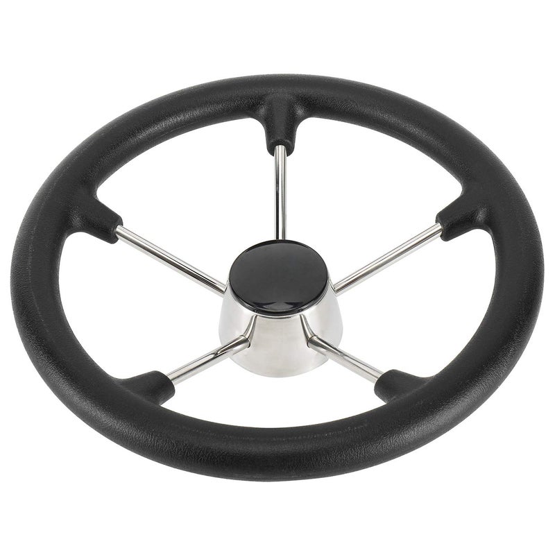 NovelBee 1312 Inch Stainless Steel 5 Spoke Boat Marine Destroyer Steering Wheel with Black PU Foam