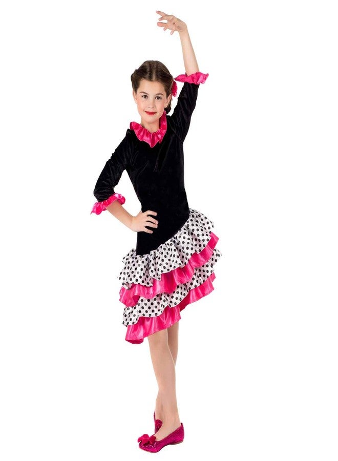 fun shack Kids Flamenco Dancer Costume Childrens Spanish Dance Dress Halloween Girls Book Character Costumes for Kids - Medium Black - Image 3