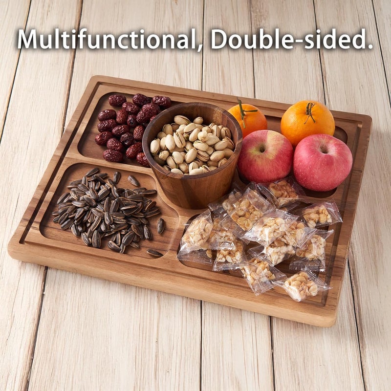 LiTY Large Cake Stand with Lid, 17″ Rectangular Multi-Functional Cake Holder, Acacia Solid Wood 2-in-1 Dessert Table Display Set, Charcuterie Board for Cheese ,Fruit Platter, Acrylic Cake Dome Cover - Image 3