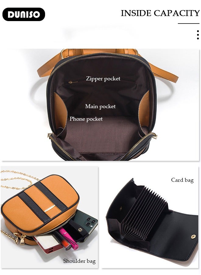 DUNISO 3pcs Women's Travel Backpack Faux Leather Handbag Set For Women Large Capacity Clutch Bag Purse Bag Crossbody Bag Shoulder Bag For Travelling Shopping - Image 4