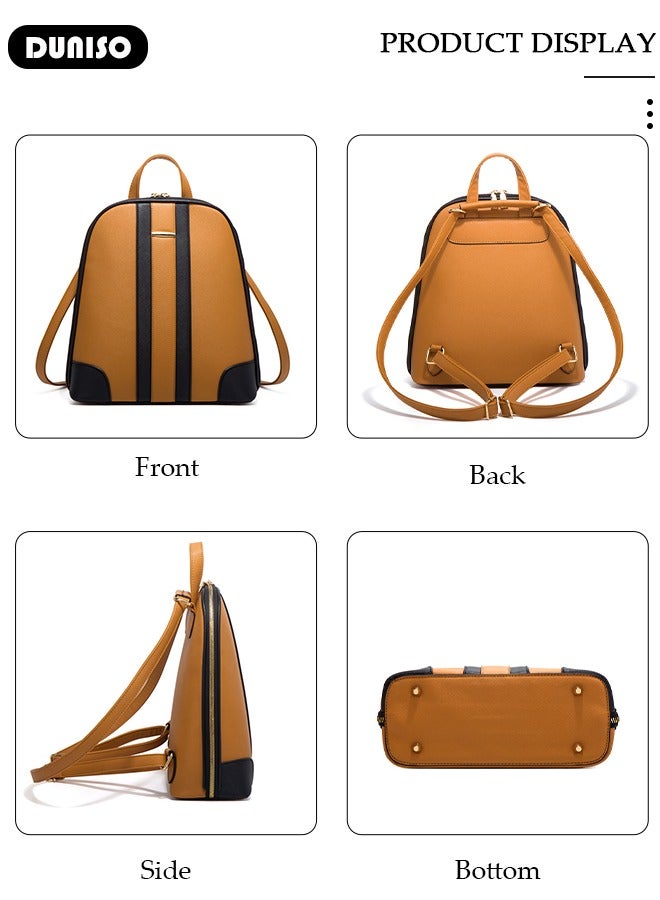 DUNISO 3pcs Women's Travel Backpack Faux Leather Handbag Set For Women Large Capacity Clutch Bag Purse Bag Crossbody Bag Shoulder Bag For Travelling Shopping - Image 5