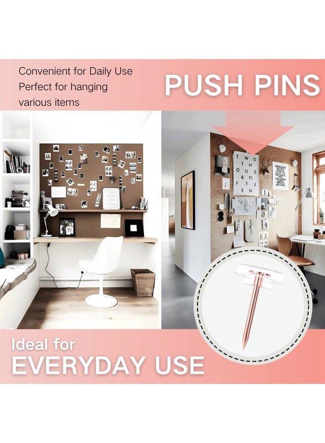 OIAOIW 120 PCS Rose Gold Push Pins for Wall Clear Thumb Tacks for Walls Flat thumbtacks for Bulletin Board Shadow Box Display and Cork Board (Rose Gold) - Image 5
