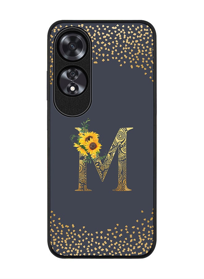 Stylizedd Rugged Black edge case for Oppo A60, Slim fit Case Flexible TPU Gel Thin Cover - Custom Monogram Initial Letter Floral Pattern Alphabet - M (Grey ) - Image 1